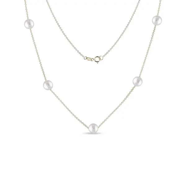 Zlatý náhrdelník s říčními perlami KLENOTA