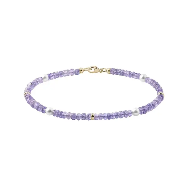 Tanzanitový náramek s perlami KLENOTA