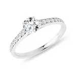 Zásnubní prsten z bílého 14k zlata s 0,5ct briliantem KLENOTA