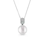 Náhrdelník s diamanty a perlou v bílém zlatě KLENOTA
