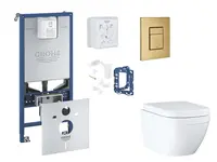 Grohe Rapid SLX - Set predstenovej inštalácie, klozetu, dosky SoftClose, tlačidla Skate Cosmopolitan a súpravy na vhadzovanie tabliet, Triple Vortex, 