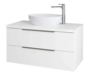 kielle Idolio - Skrinka vrátane dosky pod umývadlo 100x54x50 cm, s výrezom, lesklá biela 50024100