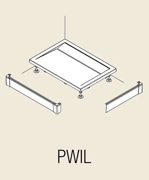 RONAL ILA - Hliníkový přední panel pro obdélníkovou vaničku, L-panel, 2 strany, 900 x 1500 mm - barva černá matná PWIL09015006