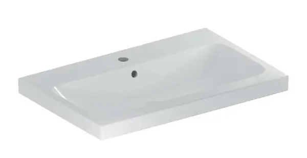 Geberit iCon - Umývadlo na dosku, 75x48x16 cm, s prepadom, s otvorom na batériu, KeraTect, biela 501.848.00.2