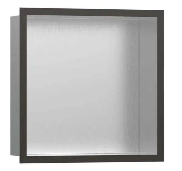 Hansgrohe XtraStoris Individual - Výklenok do steny s designovým rámom, 30x30x10 cm, kefovaná nerezová/kefovaný čierny chróm 56097340