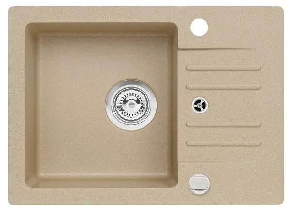 Alveus Cortina - Granitový dřez 58x42 cm, s ovládáním odtoku, beige 1117077