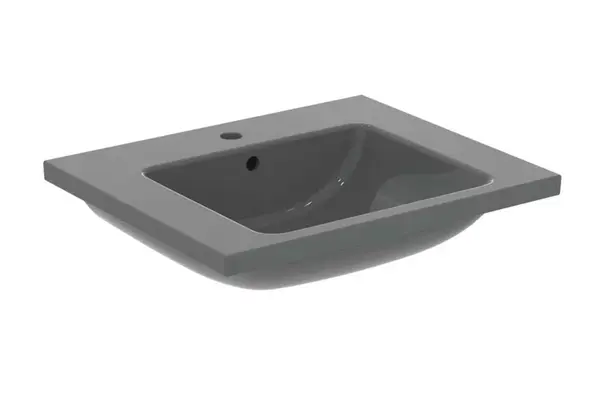 Ideal Standard i.Life B - Umyvadlo nábytkové 61x51 cm, s přepadem, otvor pro baterii, lesklá šedá T460558