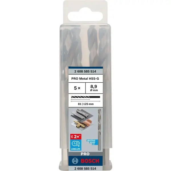 Bosch Příslušenství - Sada vrtáků do kovu, 8,9x125 mm, 5 ks 2608585514