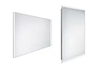 Nimco Zrcadla - Koupelnové podsvícené LED zrcadlo 90x70 cm, hranaté, aluminium ZP 11019