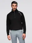 Ombre Men's sweatshirt with unbuttoned high collar and contrasting print - black