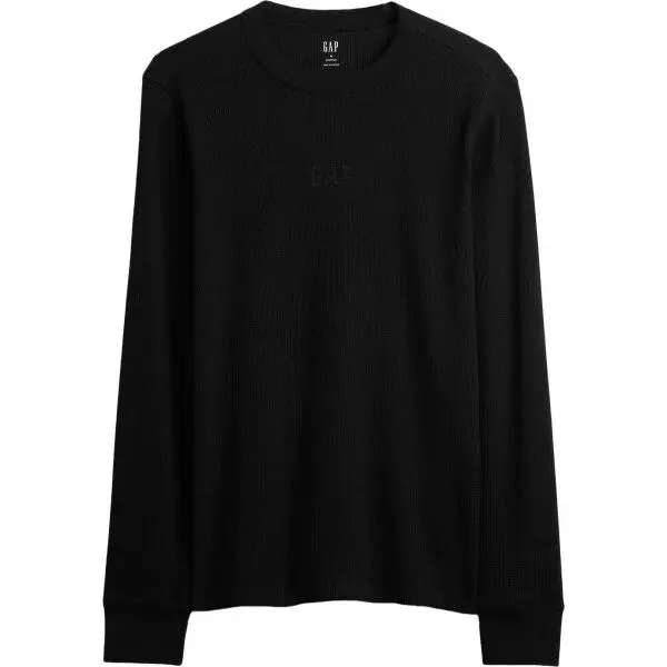 GAP V-FRCH LS WAFFLE MINI LOGO CREW Pánske tričko, čierna, veľkosť