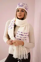 Women's set with scarf Anika K304 ecru + purple