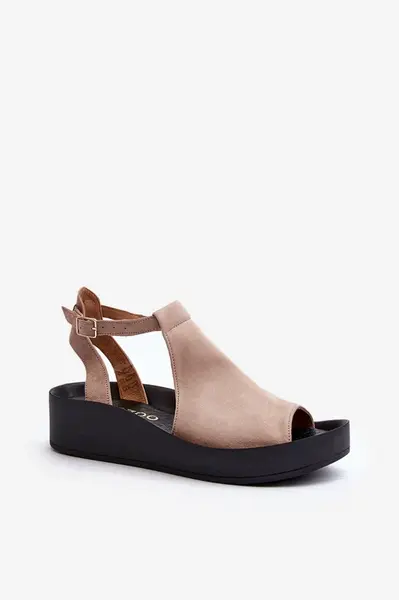 Zazoo 2914 Dámske sandále zo zamszu béžové