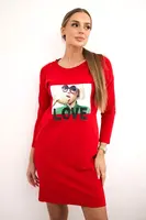 Dress with red love print