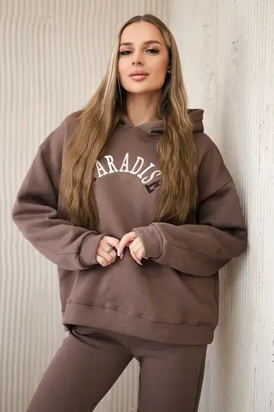 Cotton set with embroidered Paradise mocca inscription