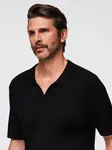 Ombre Men's buttonless polo shirt with open collar - black
