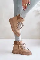 Women's insulated ankle boots on a platform brown Alcyhen