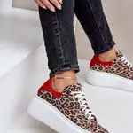 Kožené tenisky na platforme s leopardím vzorom Zazoo 3346 hnedo-čierne
