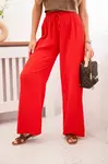 Kesi Włoski Mušelínové nohavice so širokou nohavicou červený