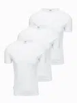 Ombre Set of men's BASIC cotton shirts with round neckline - 3x white