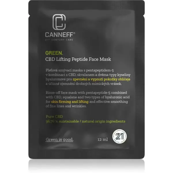 Canneff Green CBD Lifting Peptide Face Mask liftingová a zpevňující maska s peptidy 12 ml