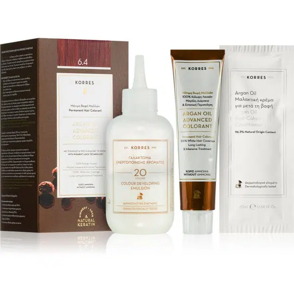 Korres Argan Oil permanentní barva na vlasy s arganovým olejem odstín 6.4 Copper Dark Blonde 50 ml