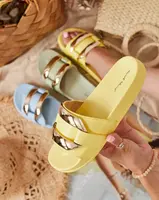 Resti Yellow women's slippers with gold ornament Serina - Footwear