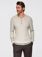 Ombre Men's ribbed sweater with buttons at the neckline - beige
