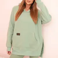 Polski Dámsky bavlnený komplet s kapucňou a legínami s vysokým pásom tmavá mäta