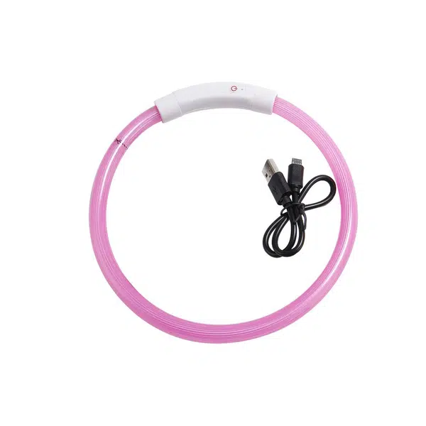 Reedog Full Light USB nabíjací svietiaci obojok pre psy a mačky - ružová - S