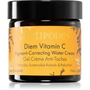 Antipodes Diem Vitamin C Pigment-Correcting Water Cream rozjasňujúci hydratačný krém proti pigmentovým škvrnám s bakuchiolom 60 ml