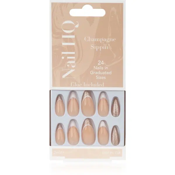 Nail HQ Almond umelé nechty Sparkling Wine Sippin' 24 ks