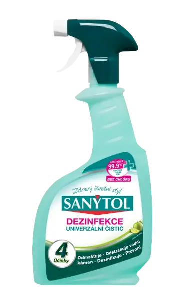 SANYTOL Dezinfekčný univerzálny čistič - sprej 4 účinky limetka 500 ml