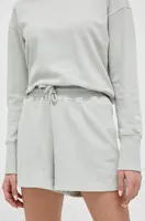 Bavlněné šortky Casall zelená barva, hladké, high waist