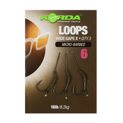 Korda hotové návazce loop rigs df wide gape x micro barbed 8,2 kg-háček 8