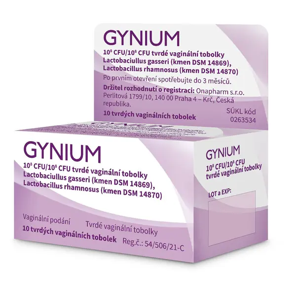 GYNIUM 10^8 CFU/10^8 CFU tvrdé vaginální tobolky 10 tobolek