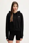 Bavlněná mikina Vans dámská, černá barva, s kapucí, s aplikací, VN000P5PBLK1