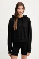 Bavlněná mikina Vans dámská, černá barva, s kapucí, s aplikací, VN000P5PBLK1