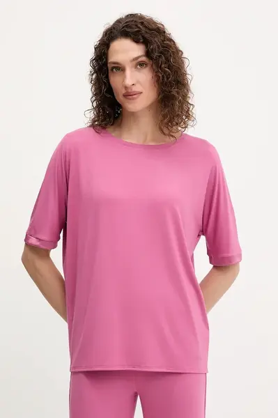 Tričko BOSS BOSS Sheen_Top SL dámské, růžová barva, 50545569