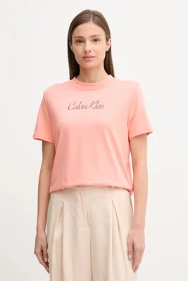 Bavlněné tričko Calvin Klein Jeans dámské, růžová barva, LV047C854G