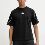 Bavlněné tričko adidas Stadium pánské, černá barva, s potiskem, JN1824
