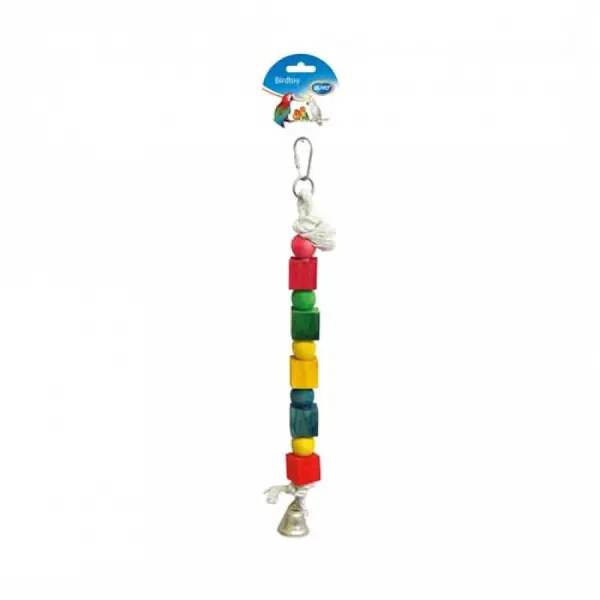 DUVO+ Hračka závesná pre papagáje kruh s farebnými kockami a zvončekom 35cm