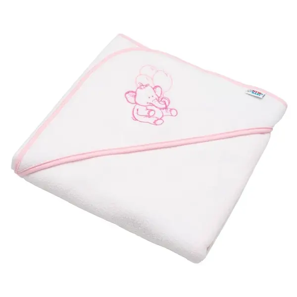 Detská froté osuška s výšivkou a kapuckou New Baby 80x80 biela sloník , 20C41519