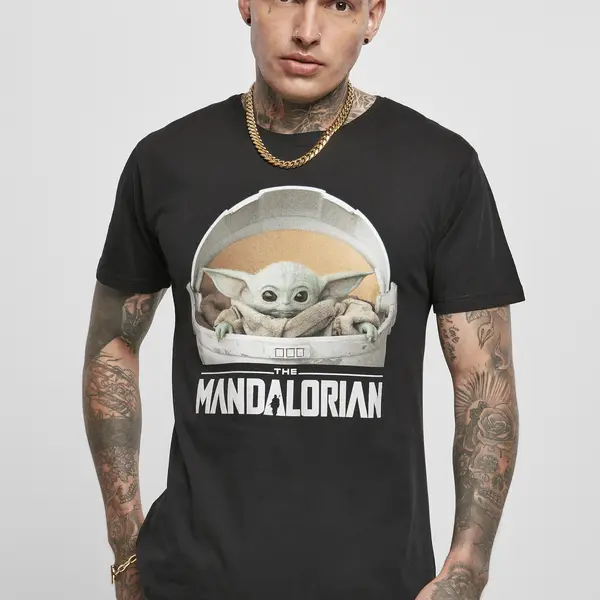 Dětské tričko s logem Yoda Mandalorian, černé