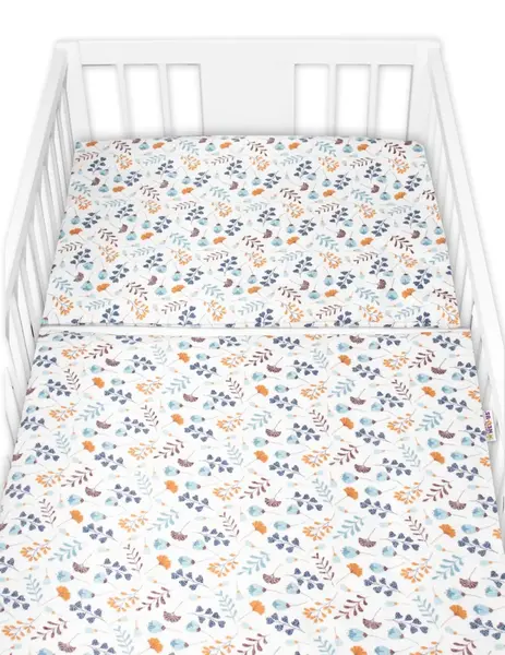 Povlečení do postýlky, 2D sada flanel - Louka,modrá/bílá, 135x100 cm