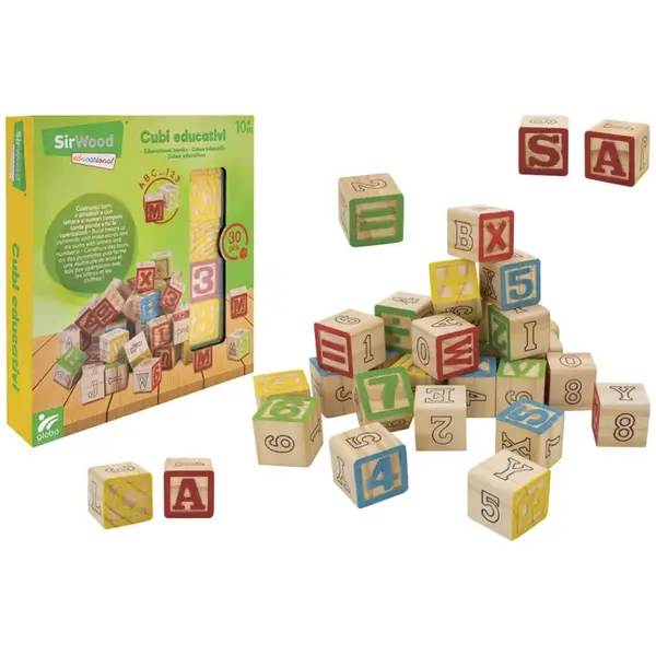 Drevené kocky písmen, číslic, symbolov je sada 30ks-SIRWOOD