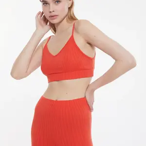 Trendyol Orange Camisole Knitted Pajamas Set