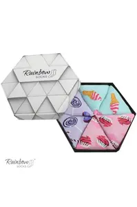 ZOOKSY/RAINBOW SOCKS Duhové Rainbow Socks Ponožky Sladkosti V Krabičce 3 Párů