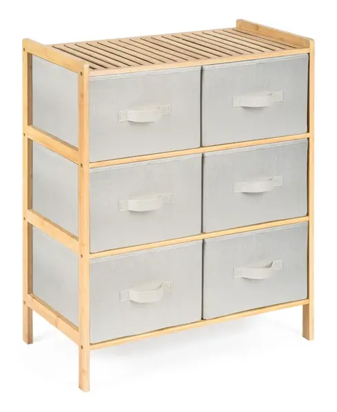 Bambusový regál G21 s 6 košíky, béžový