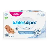 12X WATERWIPES Obrúsky vlhčené Newborn&Baby 3in1